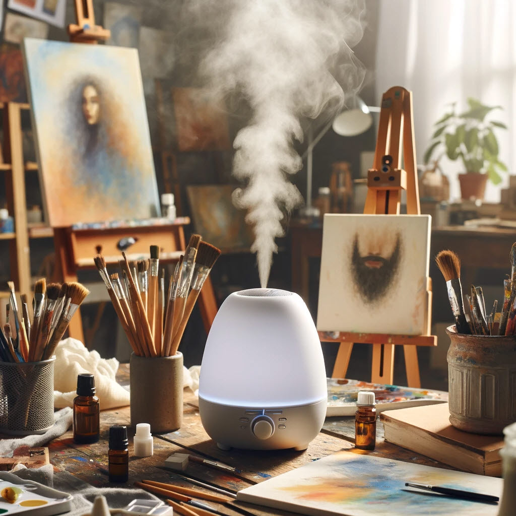 예술가 작업실 에센셜 오일 디퓨저 창의적 화가 작가 소설가
