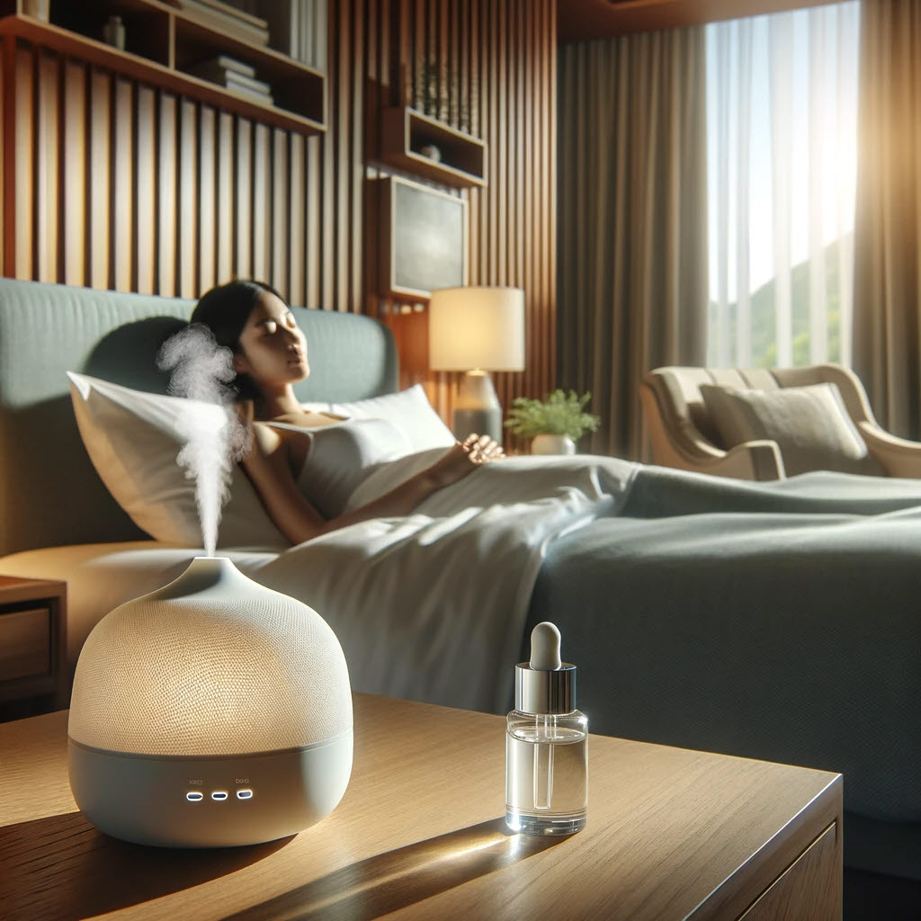 호텔 객실 편안하게 휴식에센셜 오일 디퓨저